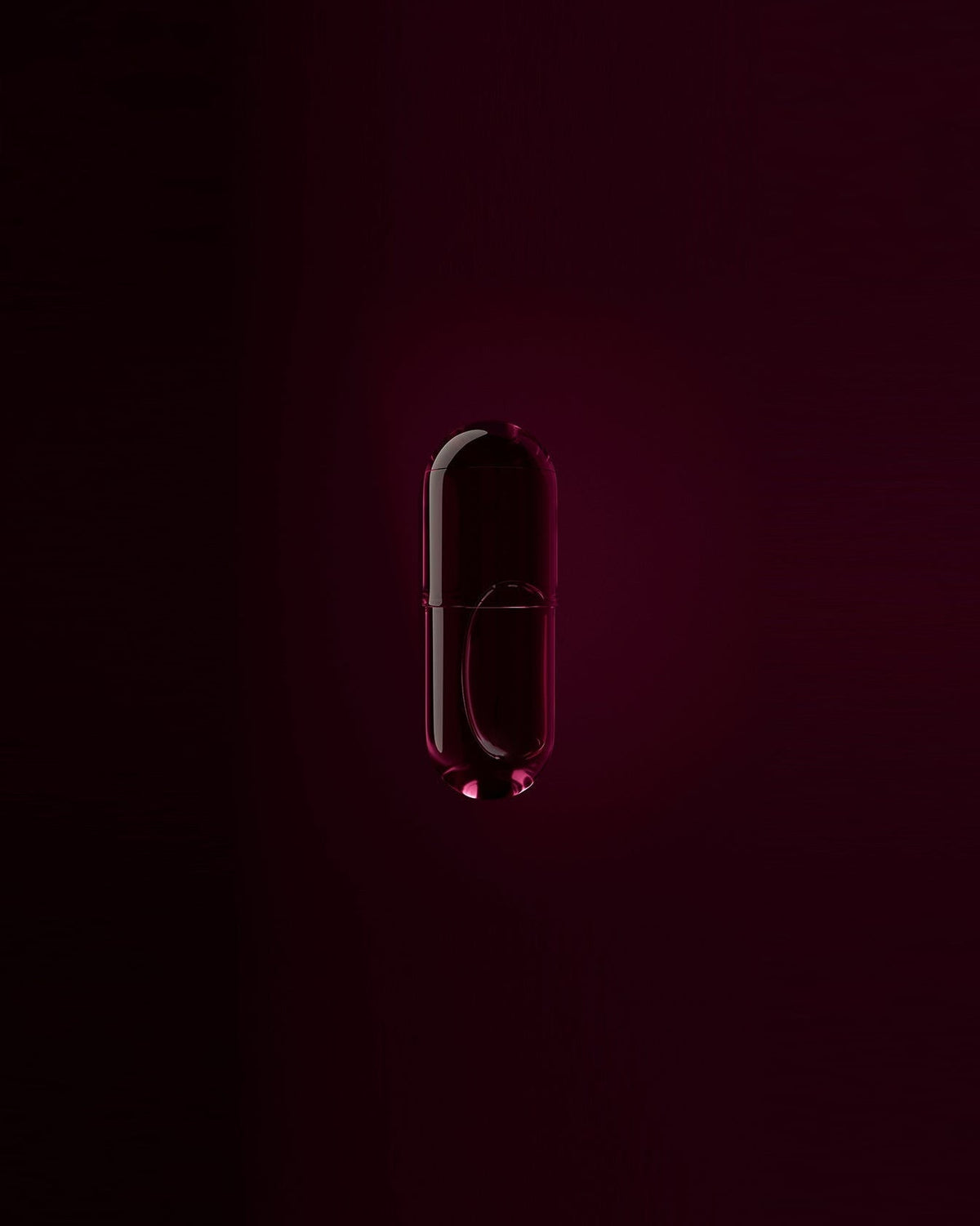 A magenta food supplement capsule NOON ALL DAY with Vitamin D3 and Vitamin K2 in Hand Harvested Macadamia Oil.